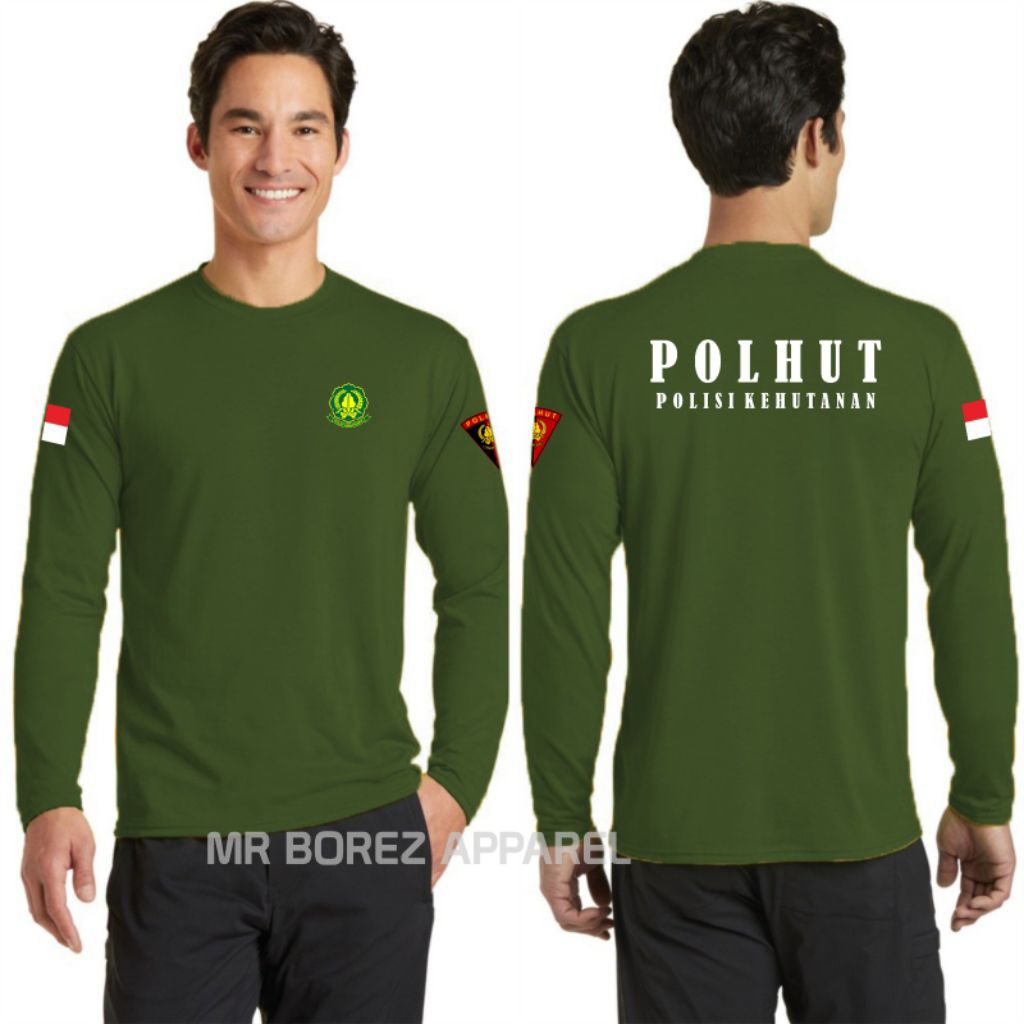 Kaos POLHUT Lengan Panjang / T-shirt Kaos Longsleeve / Baju Polisi Kehutanan / Kaos Pria Tangan Panj