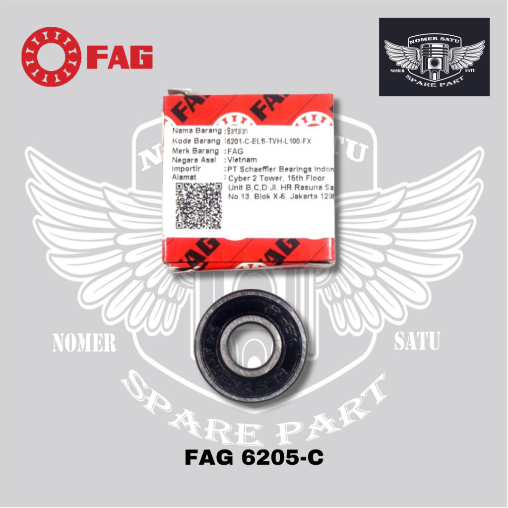 FAG BEARING 6205-C DIAMETER DALAM 25.4 LUAR 52 TEBAL 15 ORIGINAL 100%