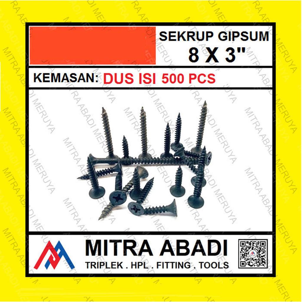 Sekrup Gipsum Sekrup Gypsum Skrup Gipsum 8x3" GROSIR DUS