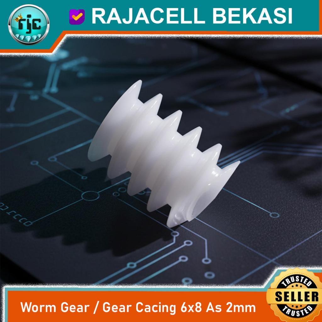 Worm Gear Cacing Plastik 6x8 W82A untuk motor dinamo as 2mm shaft
