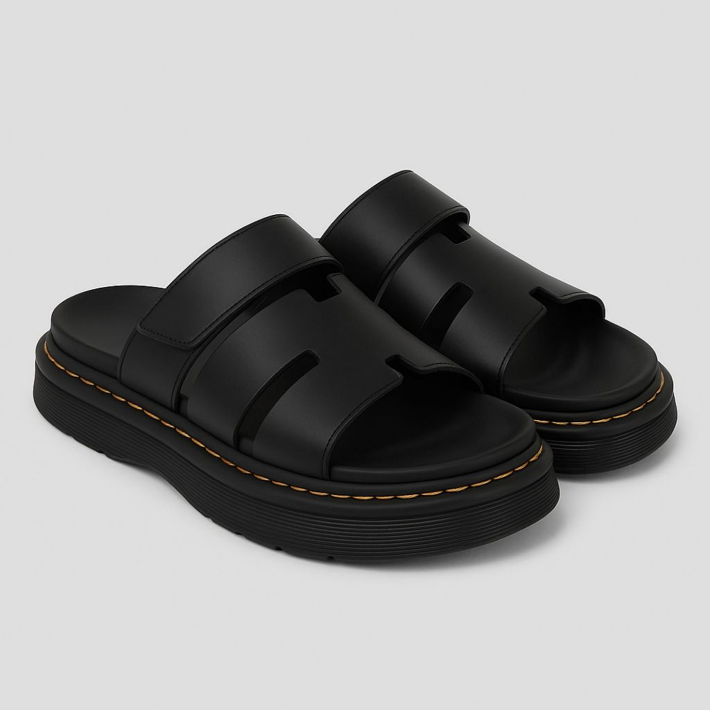 Navara Footwear - Sandal Casual Pria Full Black Sandal Slip Strap | NVR Debonaire 106