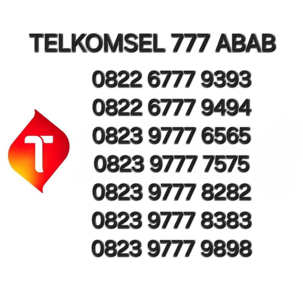 NOMOR CANTIK TELKOMSEL PRABAYAR KARTU AS 4G SERI TRIPLE 777 ABAB RAPIH