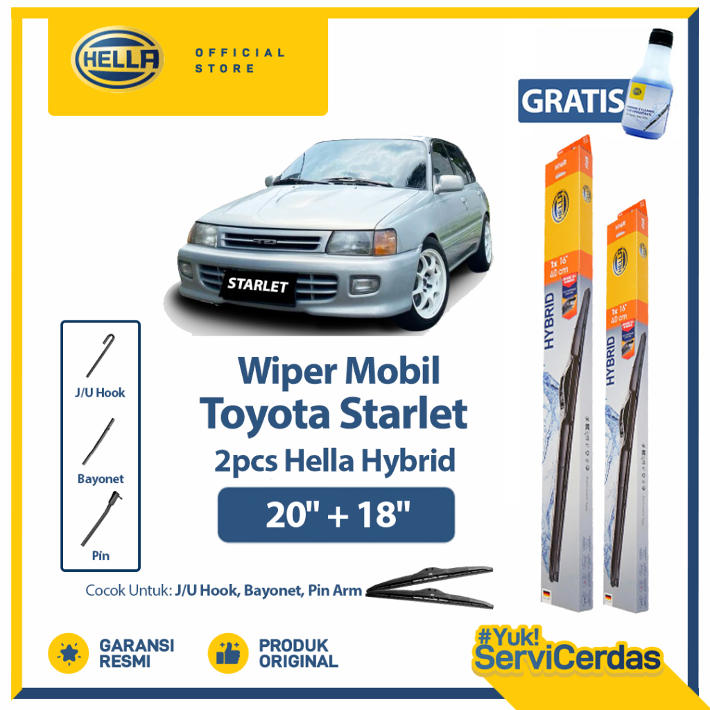 Wiper Mobil TOYOTA Starlet 20” + 18” (2pcs) - HELLA Hybrid