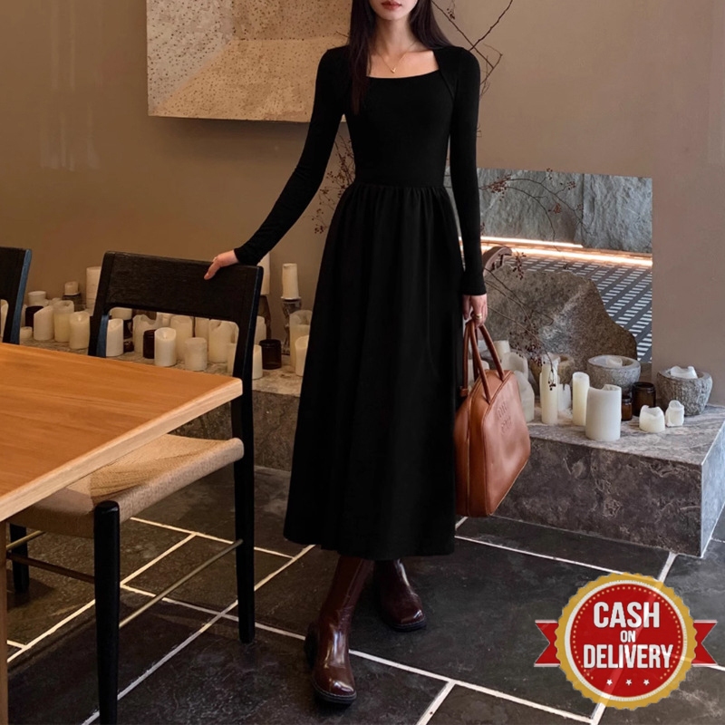 Hanji Dress | Dress Wanita Terbaru Gaun, gaun hitam, gaun lengan panjang Gaun panjang pelangsing pin