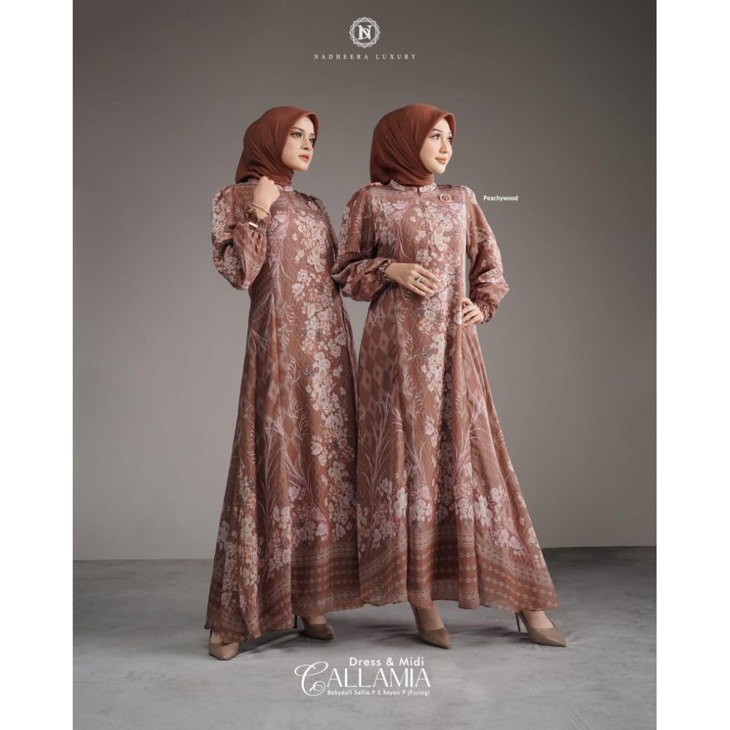 CALLAMIA SERIES dan AURORA DRESS NADHEERA LUXURY || Dress Midi Gamis Kondangan  Babydoll Sellia Prem