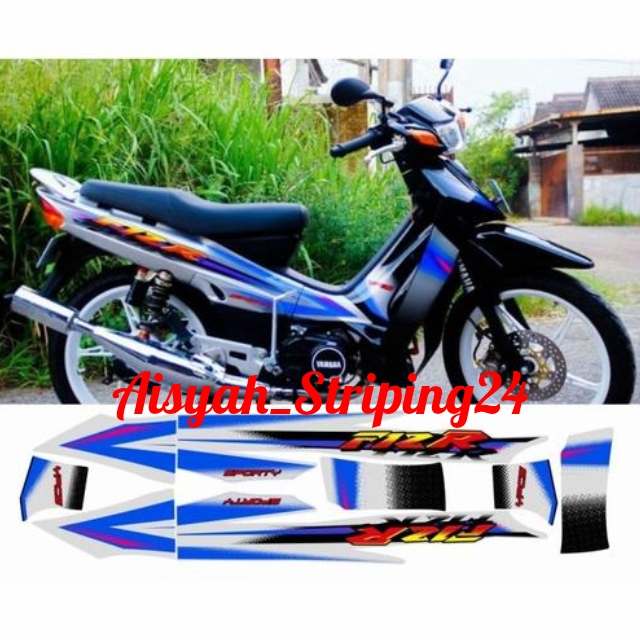 stiker striping lis bodi motor Yamaha FizR sporty 2003 silver hitam