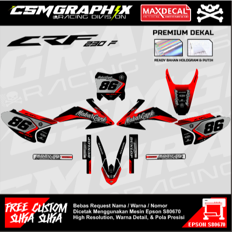PREMIUM CUSTOM DECAL / DEKAL STIKER MOTOR  CRF 230F/ DEKAL STICKER BODY MOTOR CRF 230F FULL BODY DES