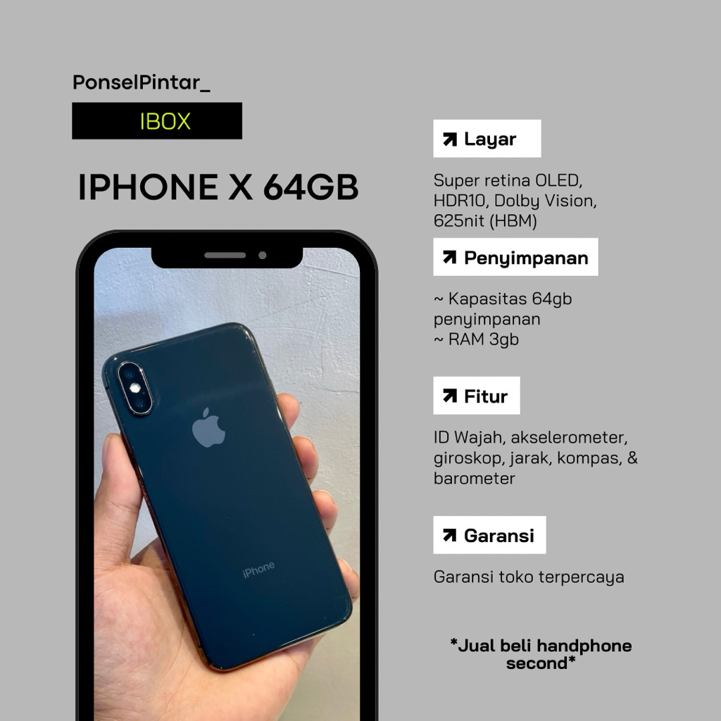iPhone X 64gb iBox gray resmi original 100% bergaransi