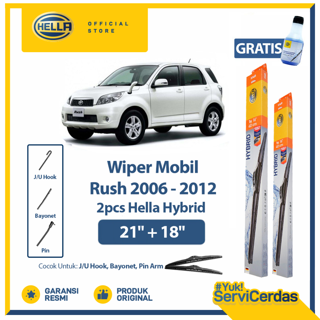 Wiper Mobil TOYOTA RUSH 2006-2012 21” + 18” (2pcs) - HELLA Hybrid