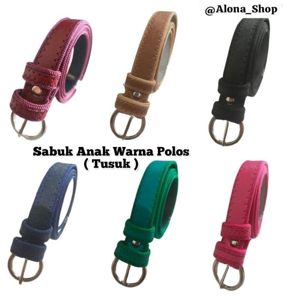 SABUK / IKAT PINGGANG ANAK POLOS WARNA ( Jarum Tusuk )