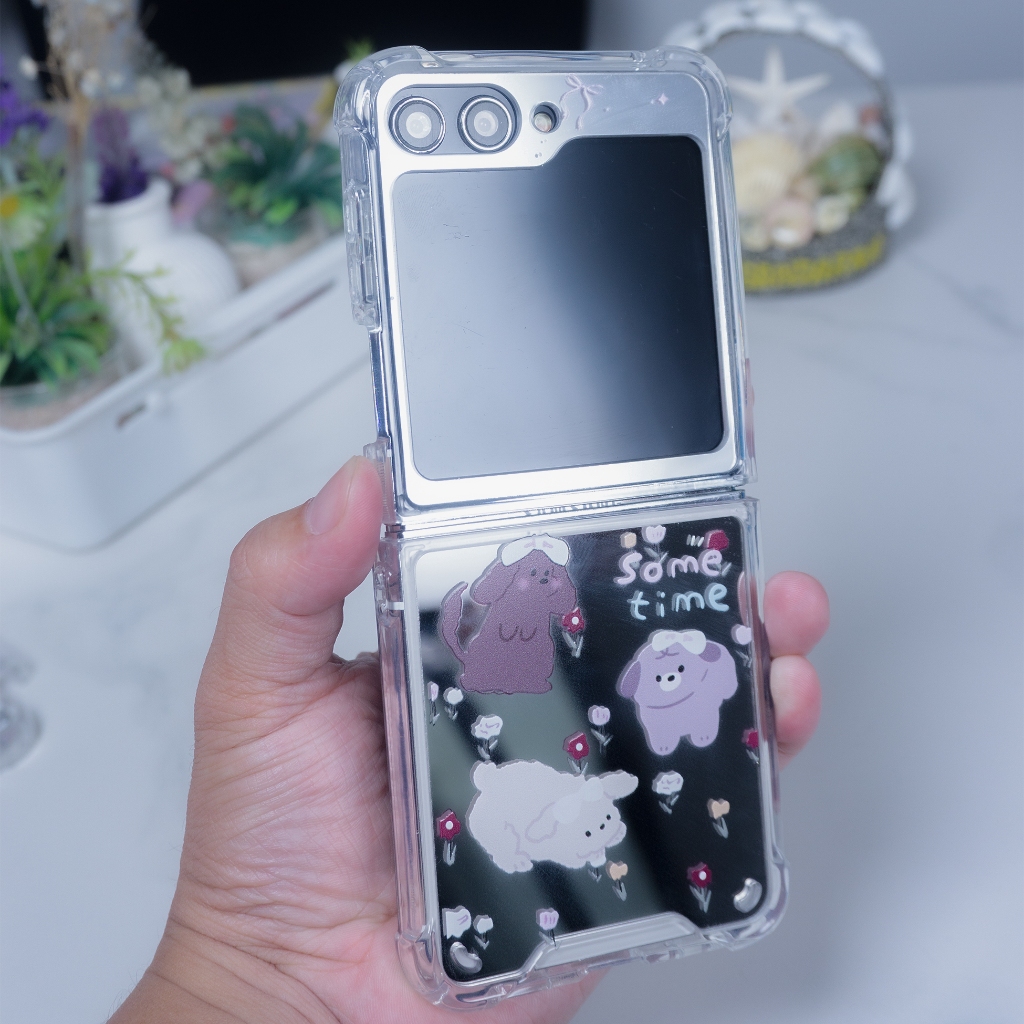 HE 306 - Case Samsung Z Flip 3 | Flip 4 | Flip 5 | Flip 6 | Flip 7 Case Flip Motif / Softcase Transp