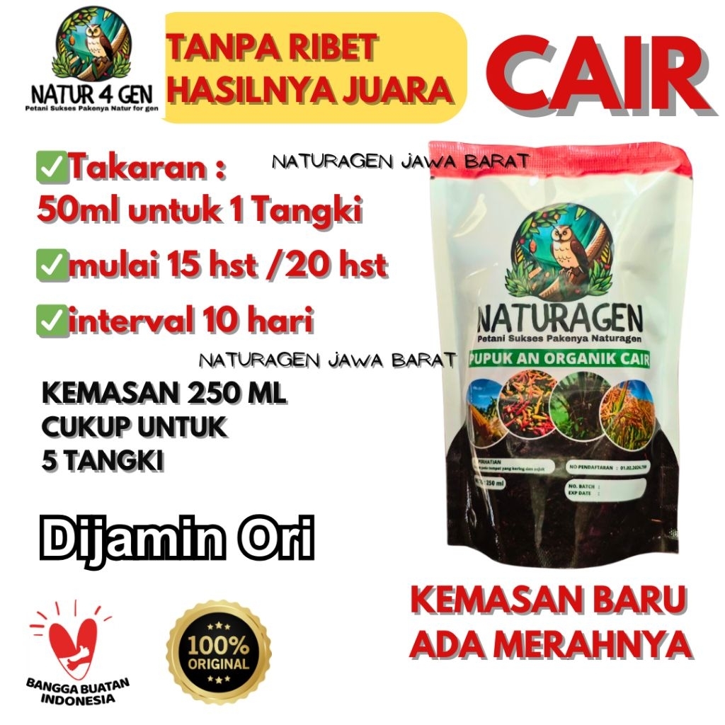 1 POUCH NATURAGEN CAIR XTRA 250ml ORI No 1 TERMURAH Naturagen Jawa Barat pupuk padi pupuk naturagen 