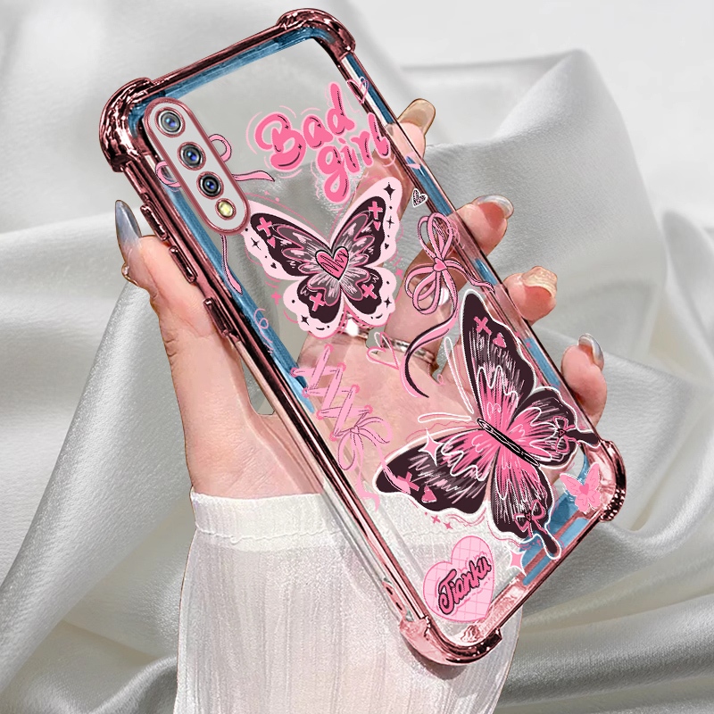 HP Soft Case Vivo S1 X50 X60 X70 X80 X100 X200 X300 Pro 5G Casing Silikon Merah Muda Kartun Cewek Ke