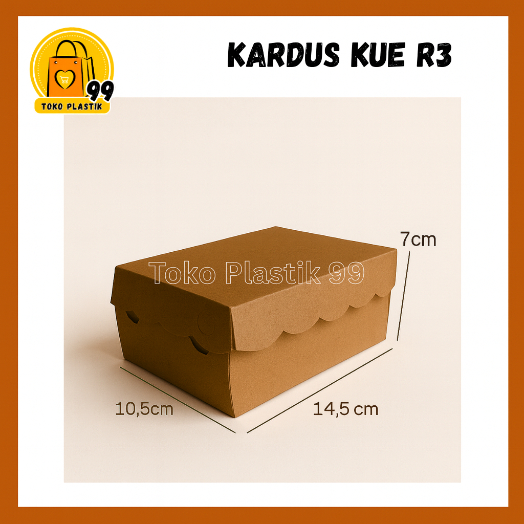 (Grosir) Kardus Kue Coklat R3 / Dus Kue Coklat R3 / Kotak Kue Coklat R3 / Box Kue Coklat Kraft R3