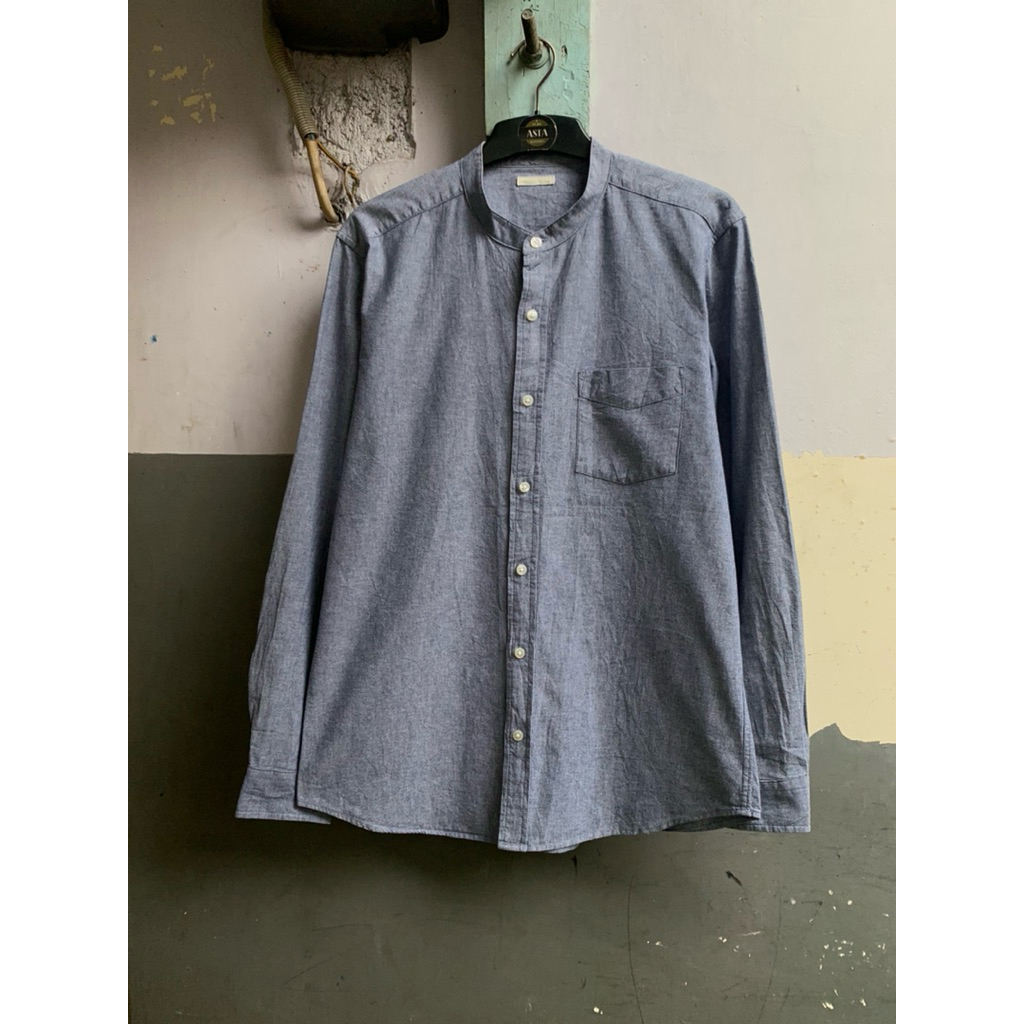 kemeja shanghai pria GU polos lengan panjang shb.11.10