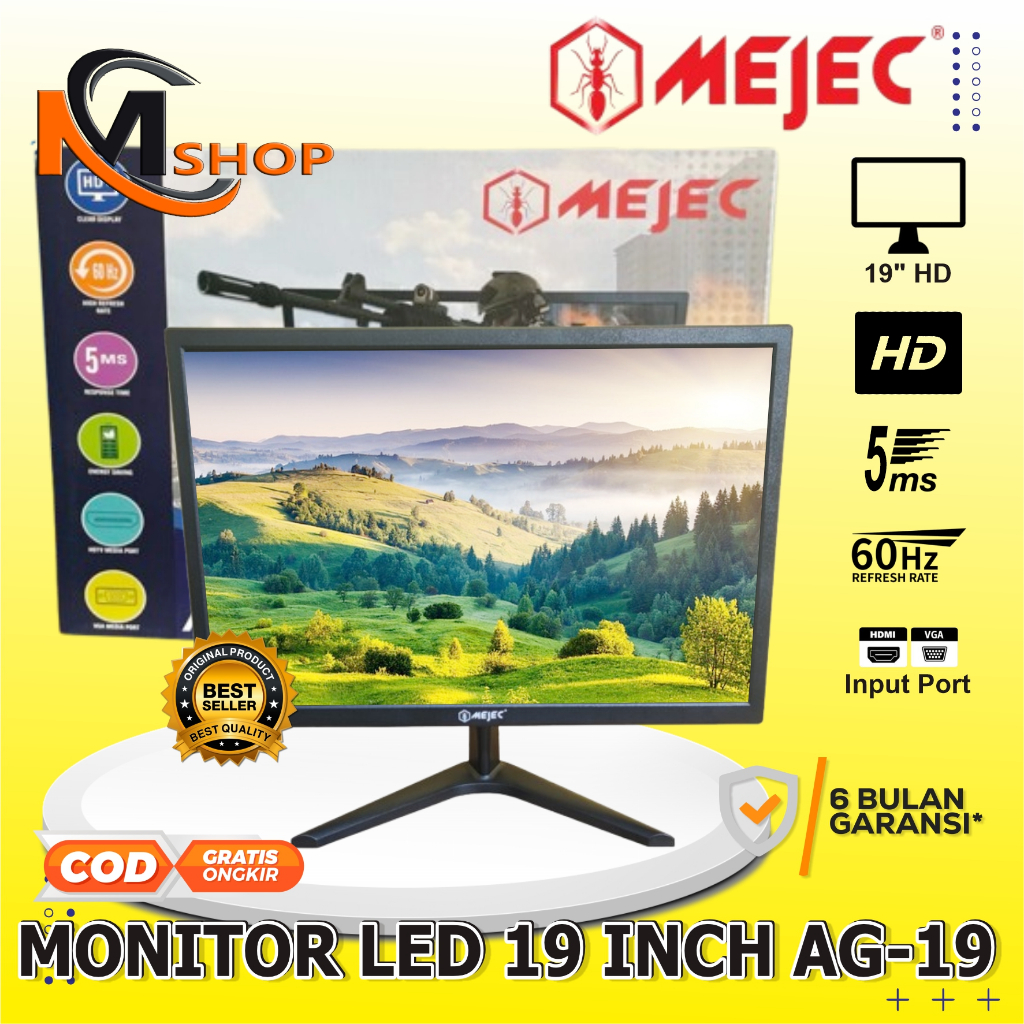 LED Monitor 19" Inch IPS HDMI VGA Input 60HZ Murah Garansi Resmi