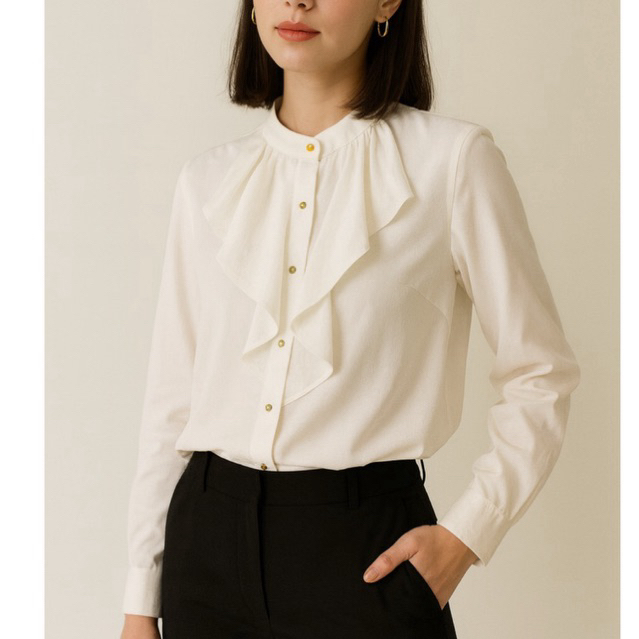 Chloebeautyshop - Kemeja Blanik Putih Premium Tangan Lengan Panjang