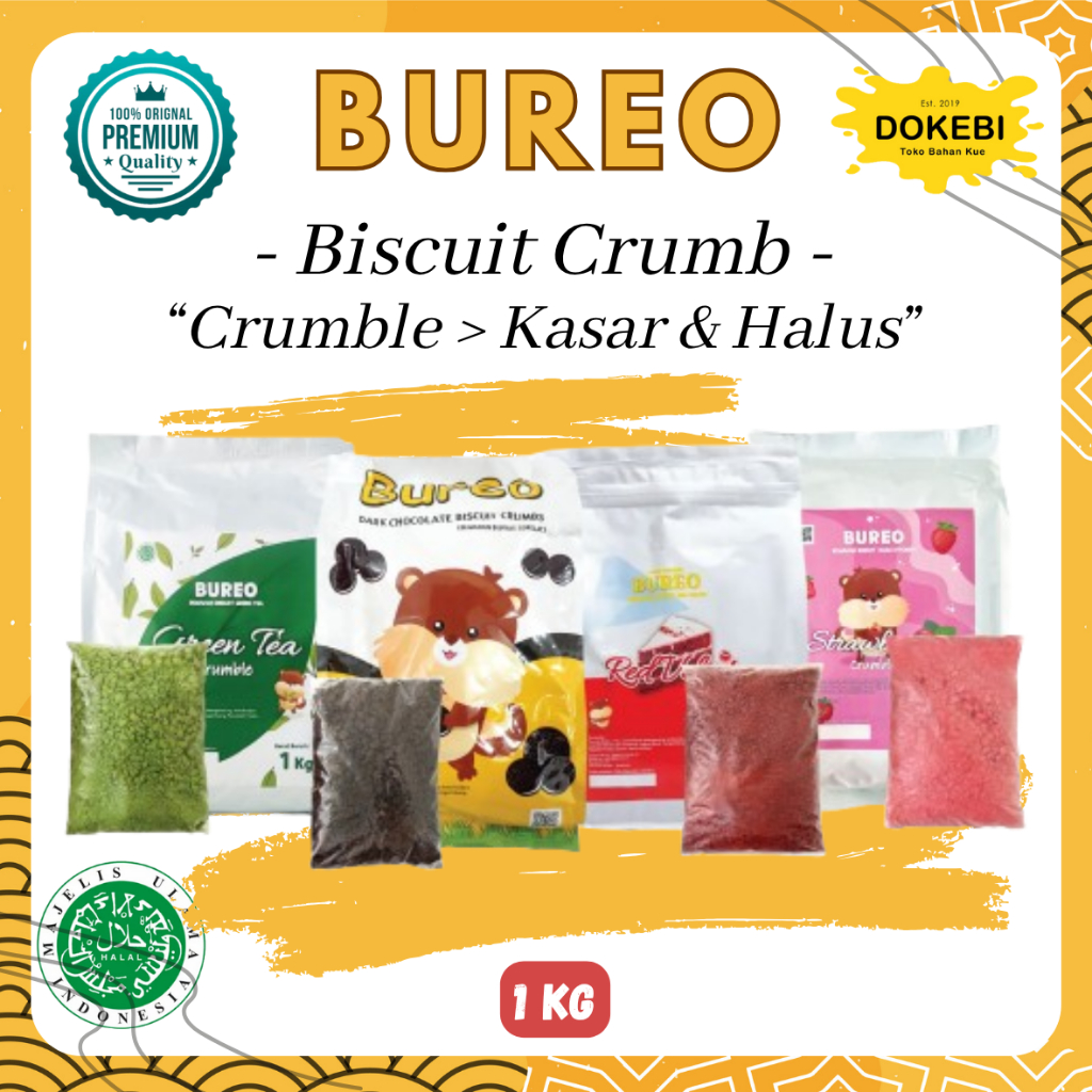 Bureo Crumble 1 Kg [Kasar dan Halus] /REMUKAN BISKUIT /TOPPING CAKE/TOPPING ROTI/TOPPING MINUMAN / C