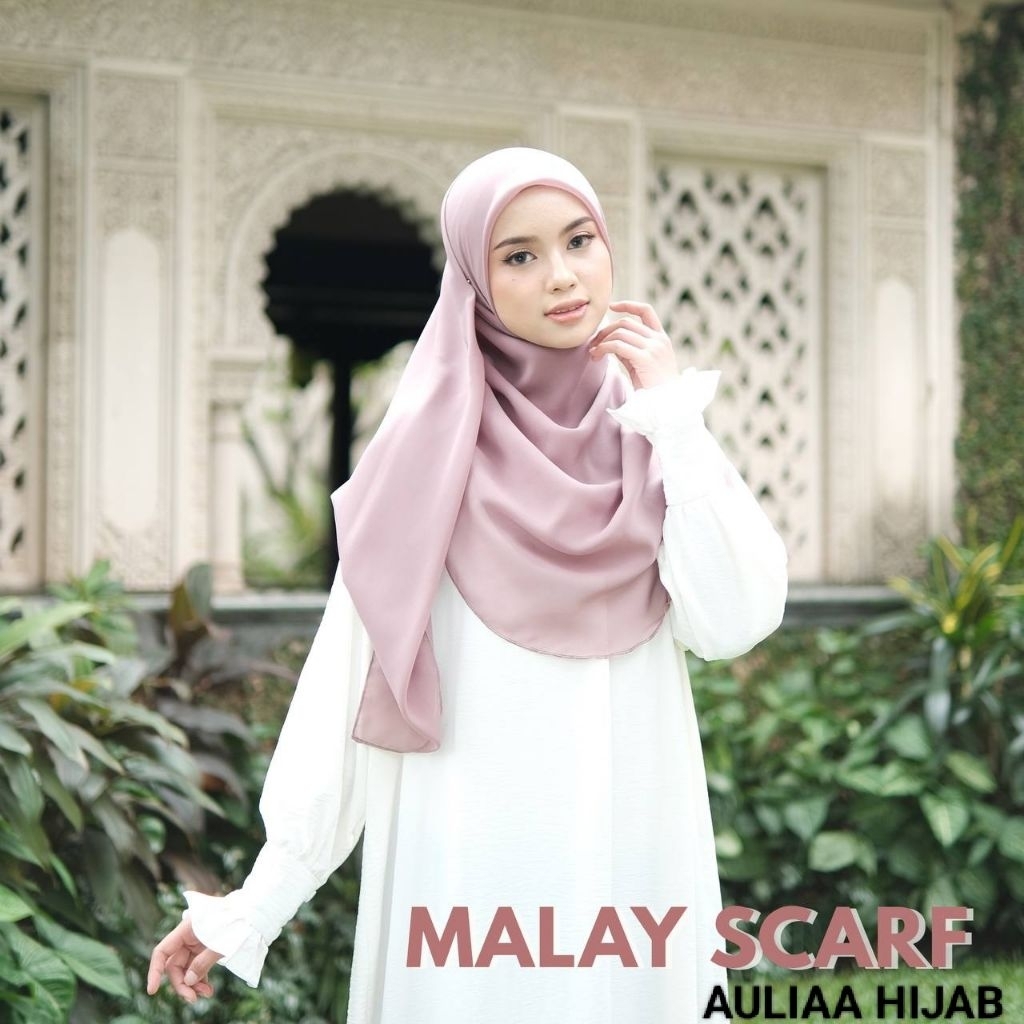 Auliaa Hijab - Malay Scarf Hijab Oval 2 Polycotton Premium Jahit Gulung Kecil Ukuran 130x130cm