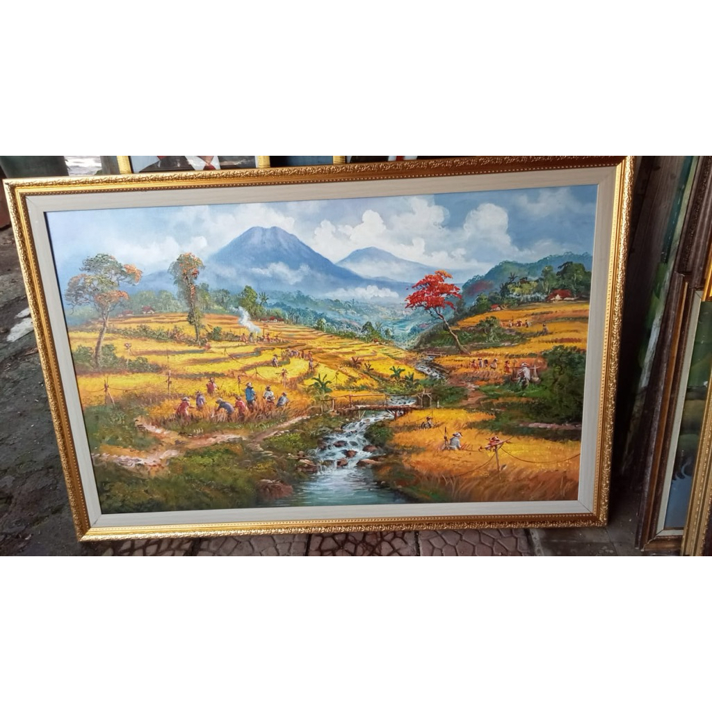 lukisan pemandangan sawah