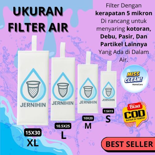 Filter Kran Air 5 Micron Polyester Jernih Saringan Tandom Air kran penjernih Air Sumur Keruh Bau Ber