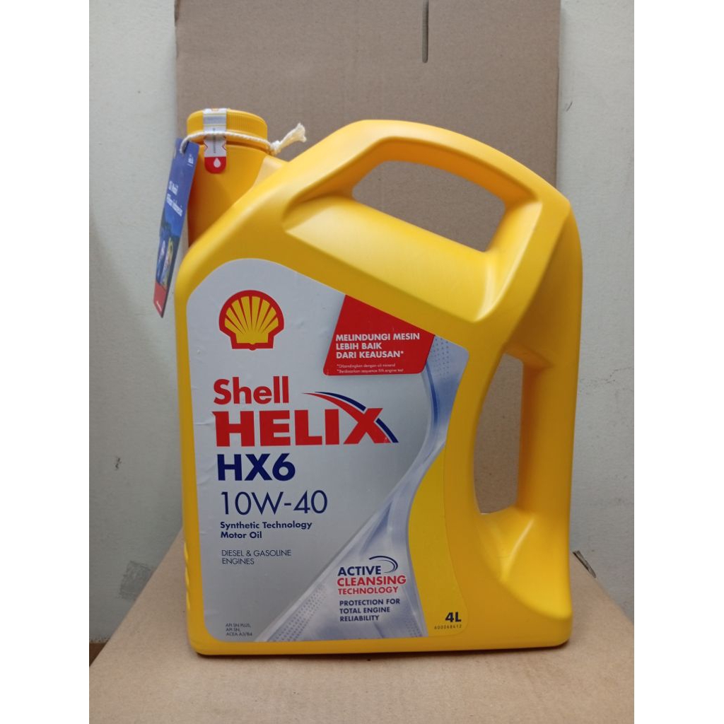 OLI OIL SHELL HELIX HX6 4LITER PELUMAS OLI MESIN MOBIL BENGSIN AVANZA XENIA APV GRAND MAX