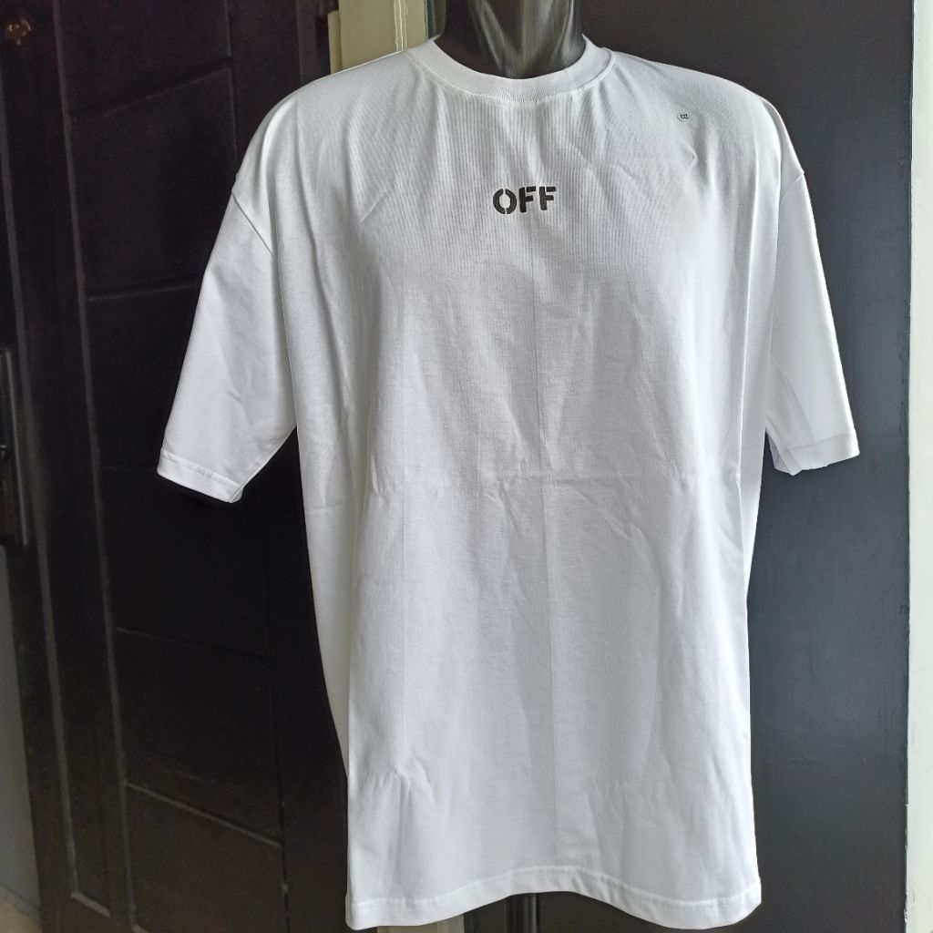 Off white T shirt baju kaos baju kaus pria size XL 2XL OW x hijau