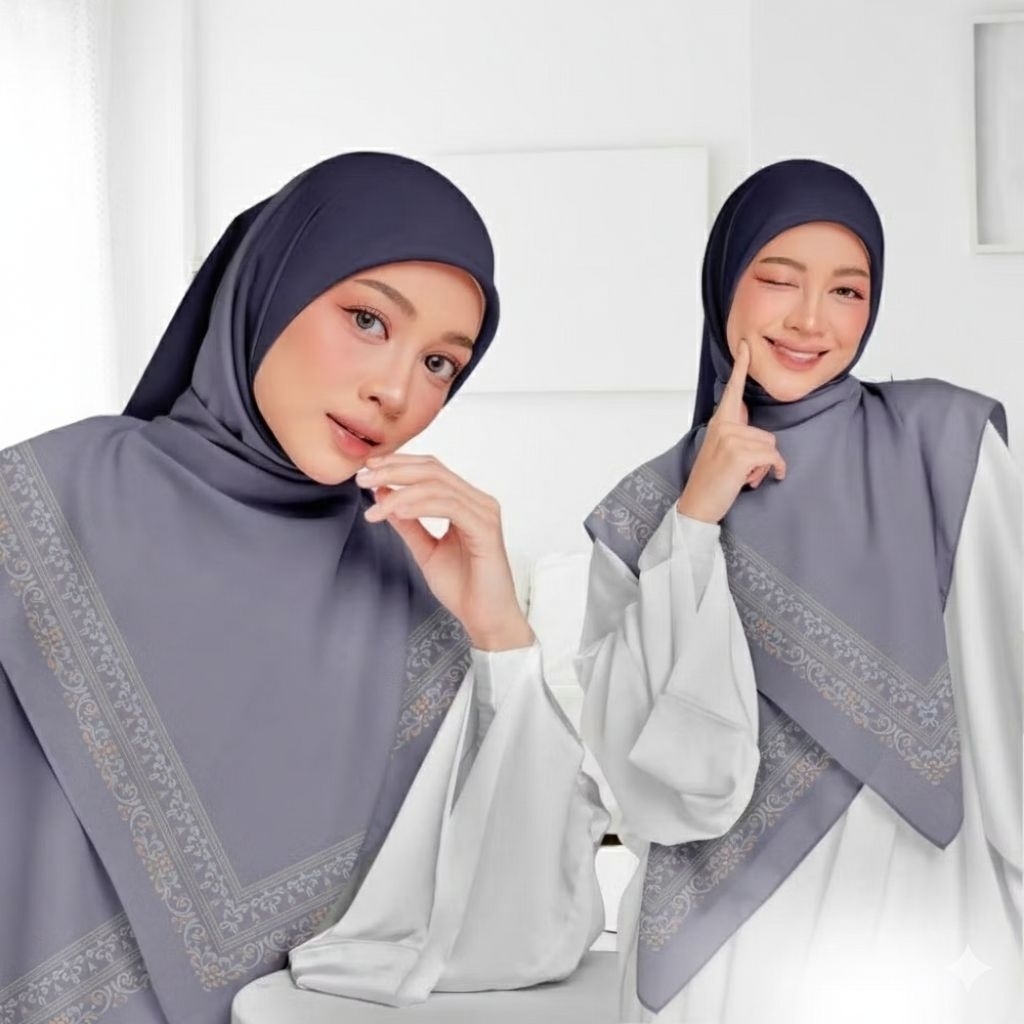 Kerudung Hijab Segi Empat Motif Seris Gradasi Karima Voal Premium Lasercut Sublim