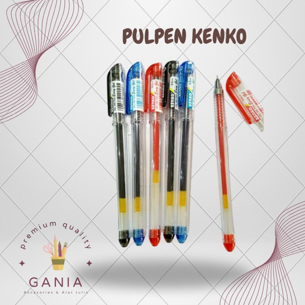Pulpen Kenko / Kenko Gel Pen Easy Gel 1 lusin isi 12pcs / pulpen kenko 1 pack / alat tulis sekolah k