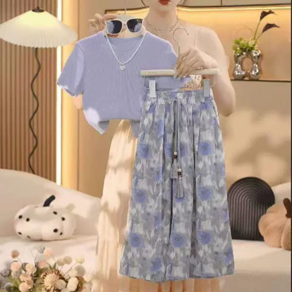 (COD) 7-8 Tahun Setelan Kulot Anak Bangkok //Baju Anak Perempuan// Kado Ulang Tahun