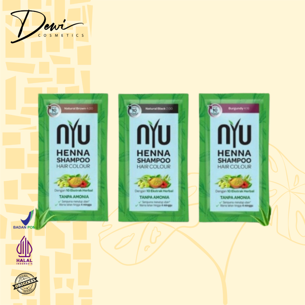 [Dewicosmetic](1 Box) NYU Henna Shampoo Hair Colour - Natural Black / NYU Hair Color Black