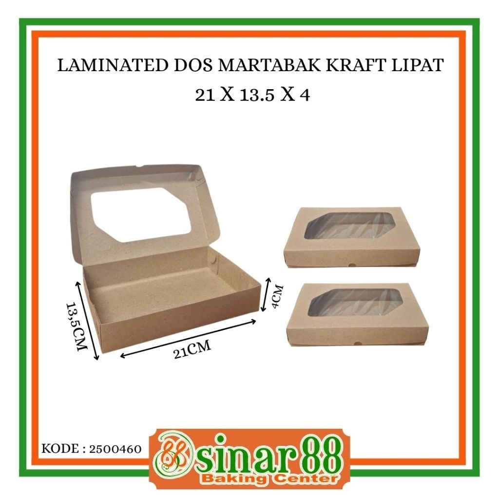 LAMINATED DOS MARTABAK KRAFT LIPAT 21×13,5×4CM ( PER 10 PCS )