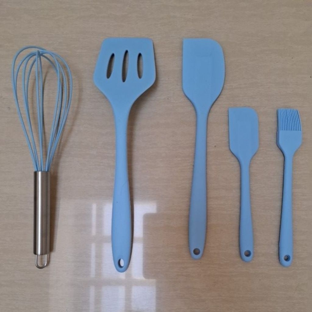 5 Piece Baking Props Biru | Peralatan Masak Silicone Set | Peralatan Kue 5in1
