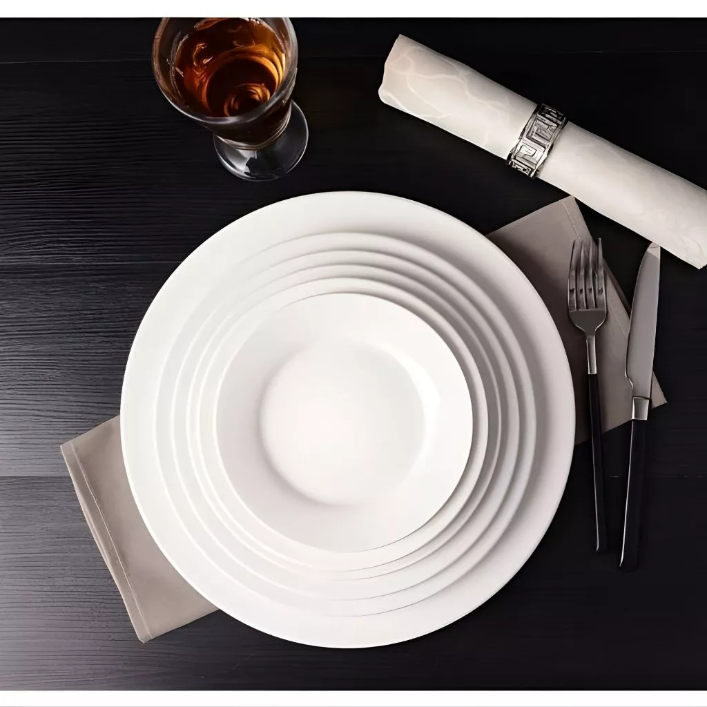 Piring Keramik Rata Polos / Piring Rata Polos Putih – Piring Makan Minimalis