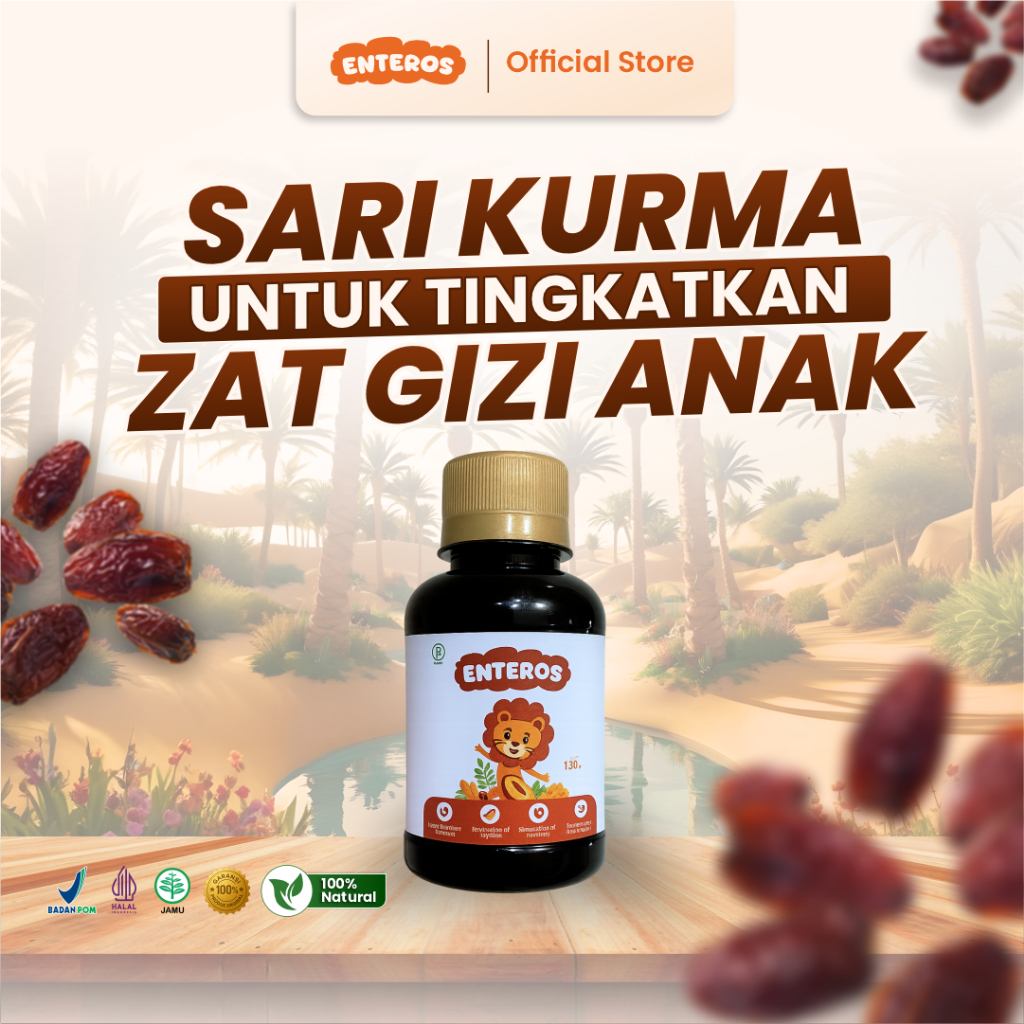 Enteros - Sari Kurma Tingkatkan Zat Besi Anak | Halal BPOM 130ml