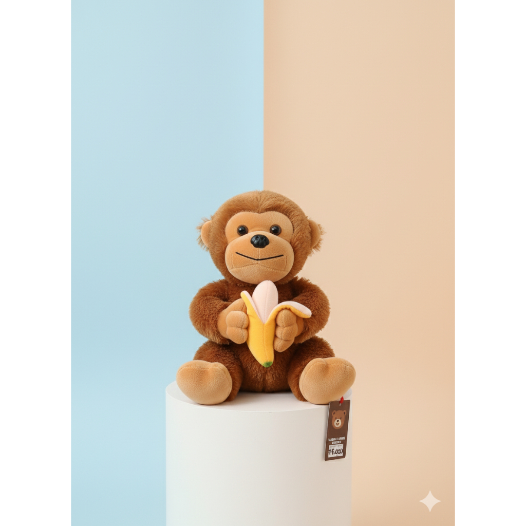 Boneka Monyet Ekor Panjang 30 CM - Si Gesit & Lucu - Mainan Edukasi Anak