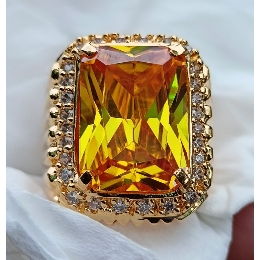 BATU CINCIN YELLOW CITRINE KRISTAL SUFER MEWAH