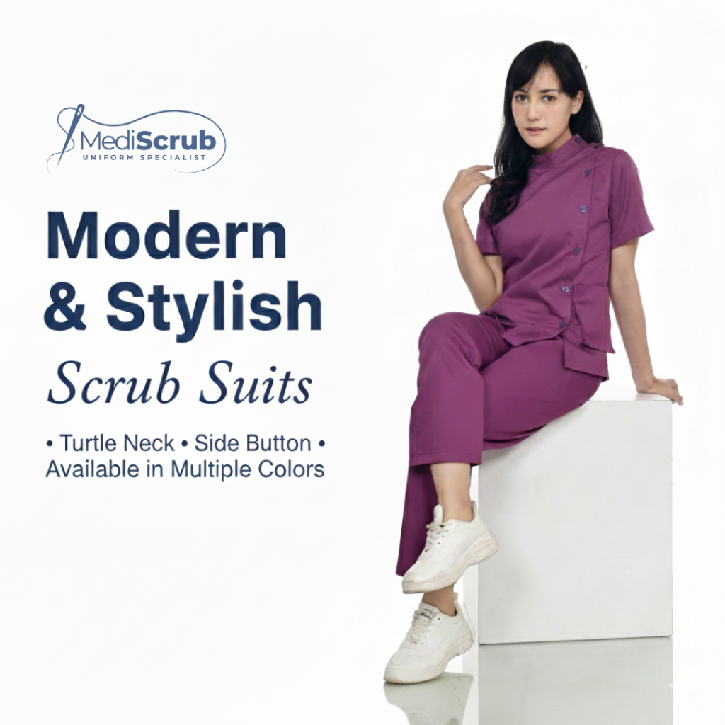 MEDISCRUB - KOREAN STYLE SCRUBS - BAJU JAGA OK DOKTER PERAWAT WANITA Doctor Nurse Medical Uniform