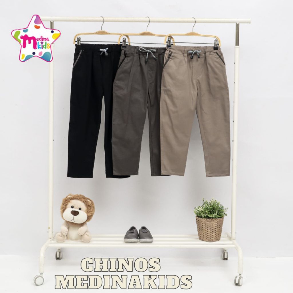 Celana Chinos panjang anak Medina Kids Twill Stretch Combad lentur 2-17 tahun