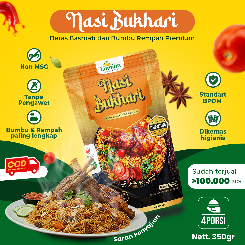 Lumion Nasi Bukhori Instan 350gr Nasi Arab India Panjang Instant Brasmati Kebuli Briyani Mandhee
