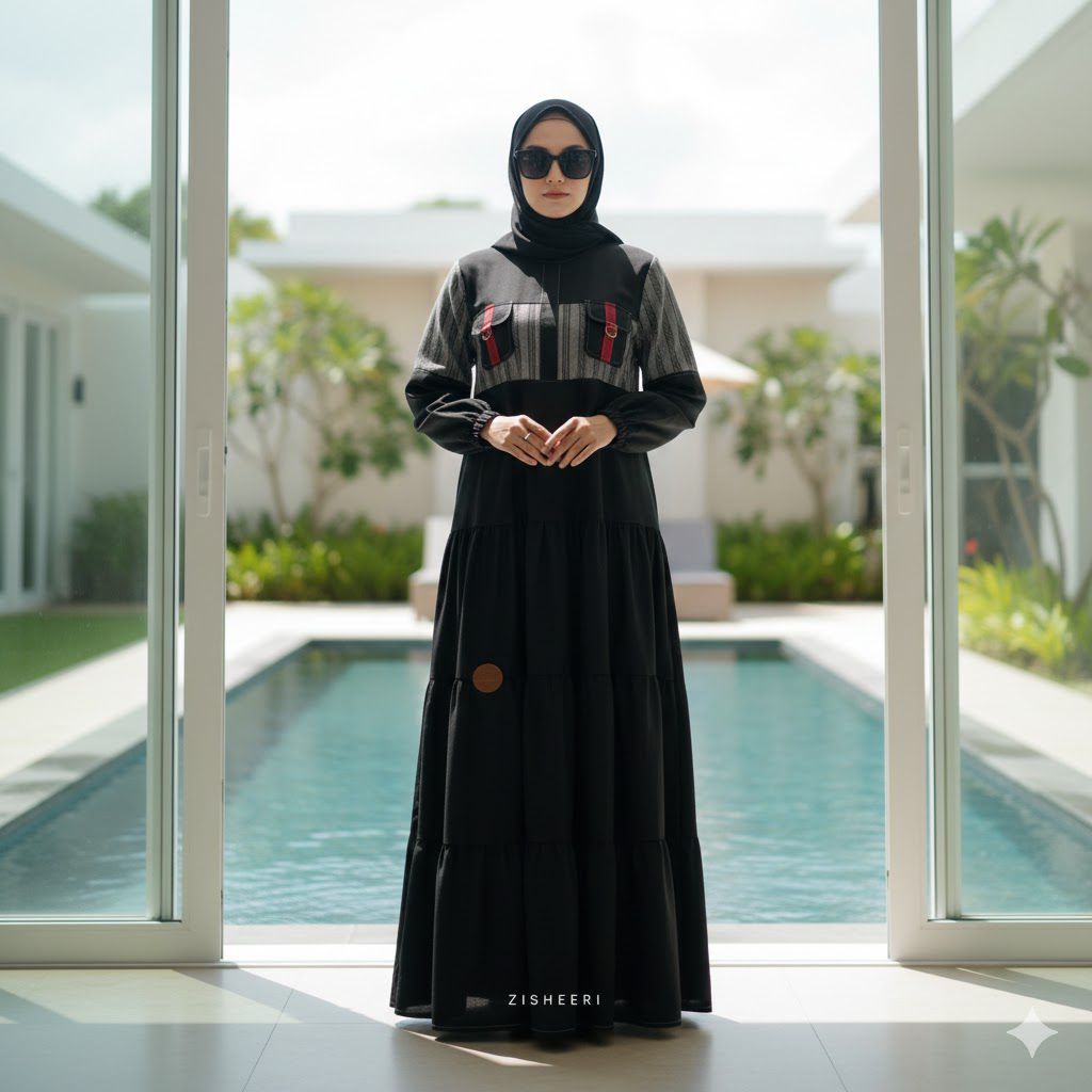ZISHEERI ORIGINAL - Dress Cendana Bahan Katun Mix Tenun