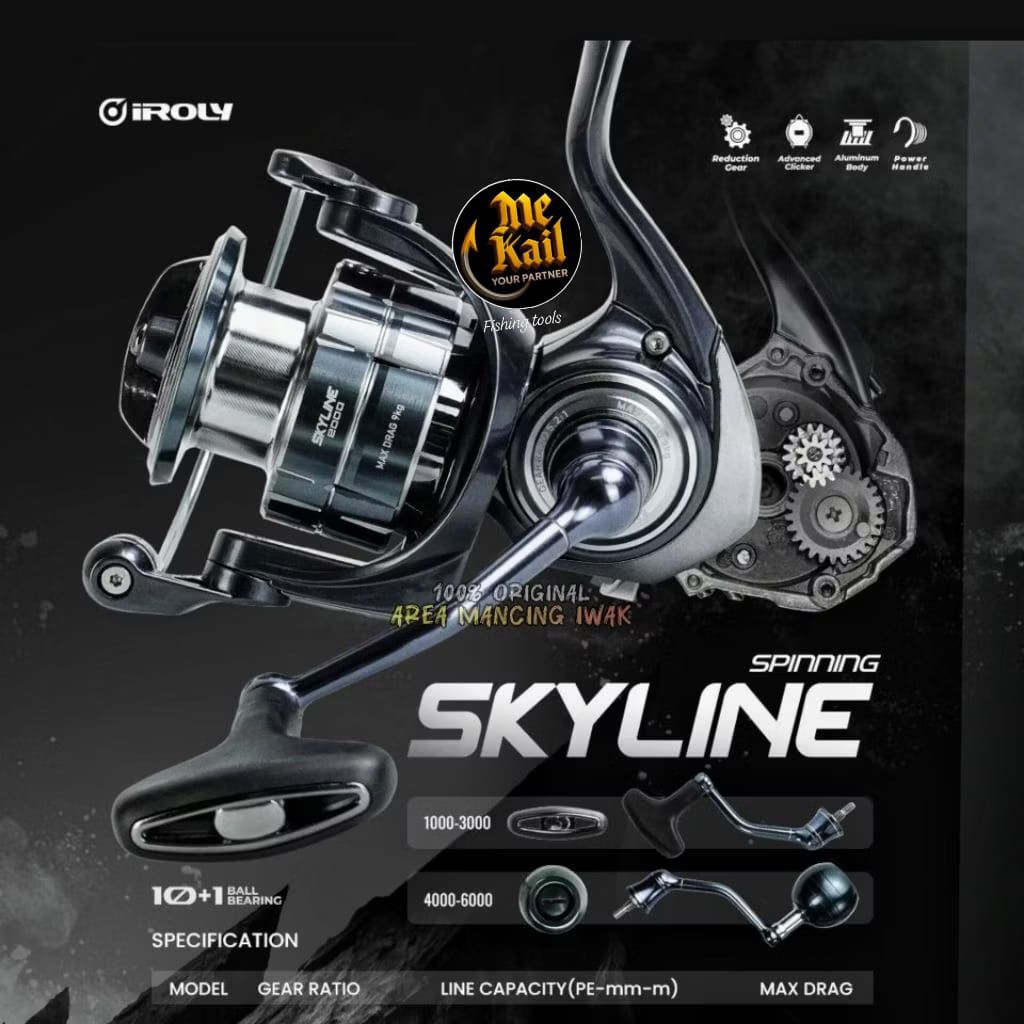 reel IROLY SKYLINE 1000 2000 3000 4000 6000 (NEW GENERATION) WATER RESISTANT -power handle