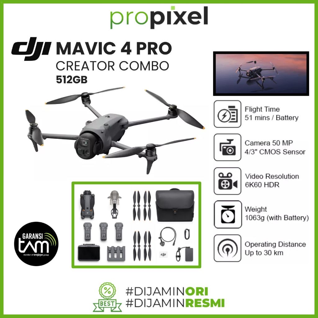 DJI Mavic 4 Pro 512GB Creator Combo (DJI RC Pro 2) Drone Kamera GARANSI RESMI