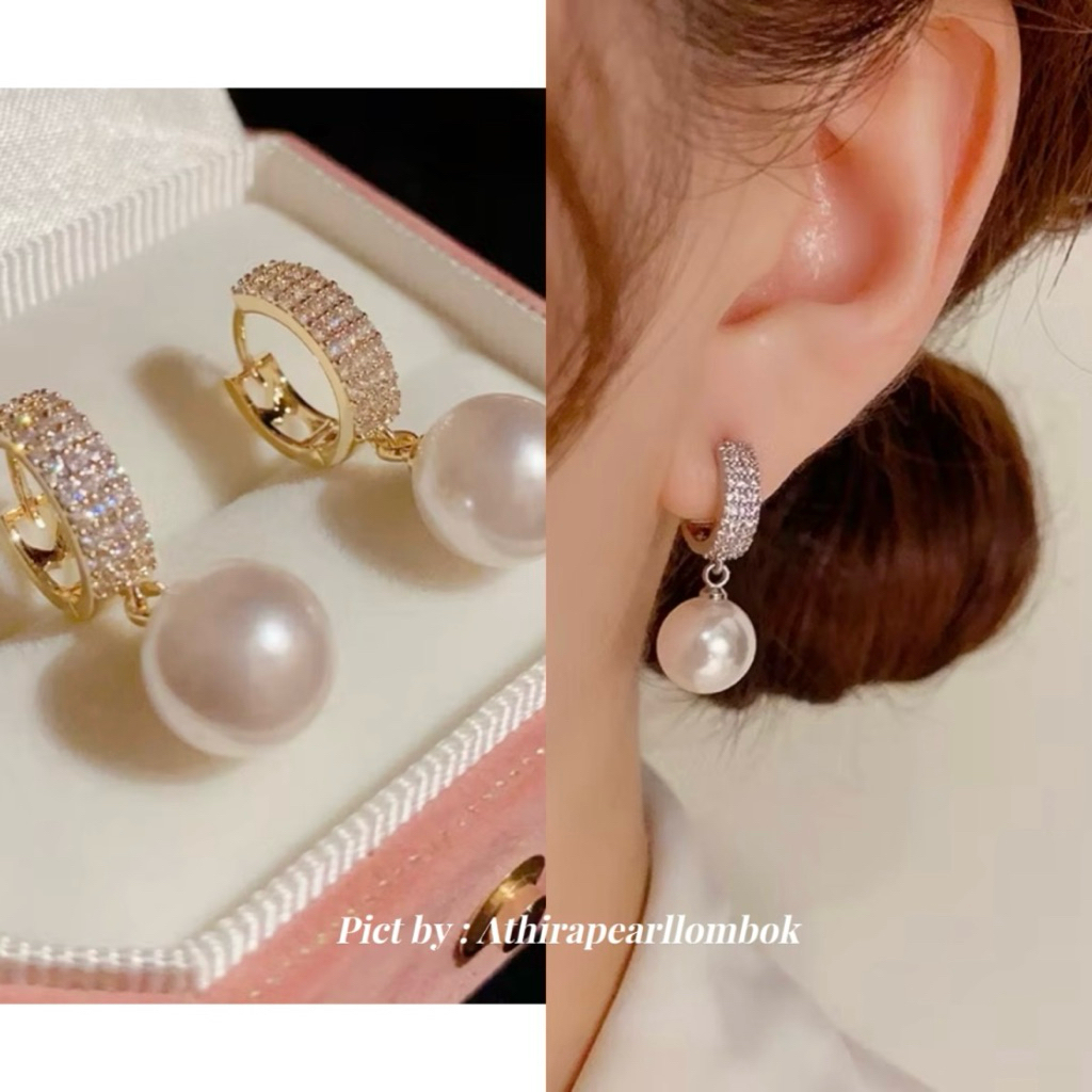 Anting lapis emas mutiara air tawar asli lombok Anting anting wanita Anting mutiara lombok asli Anti