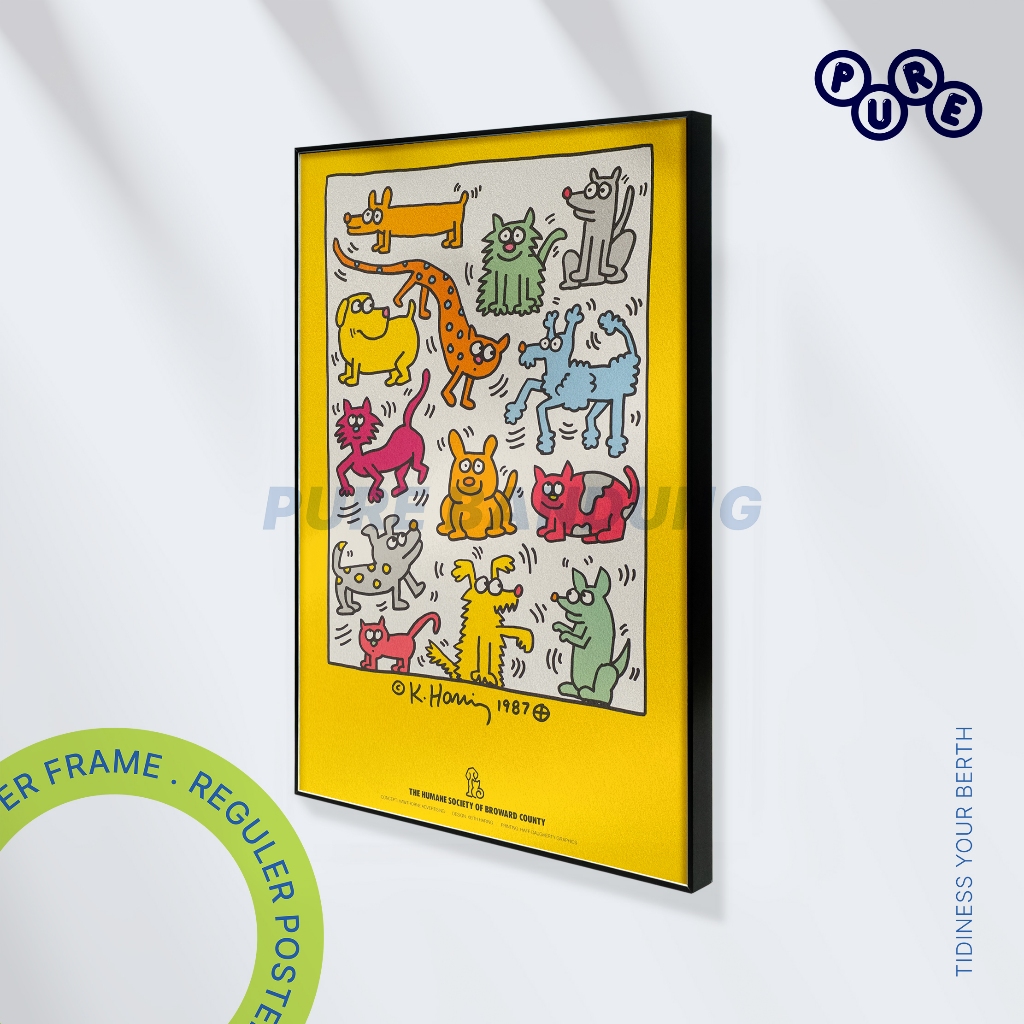 PURE BANDUNG – Keith Haring Cats & Dogs 1987 Poster Pop Art Colorful | Poster Aesthetic Vintage Art 