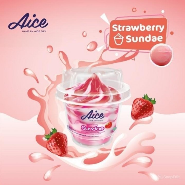 Aice Ice Cream Strawberry Sundae cup ( 1 karton = 24 pcs )