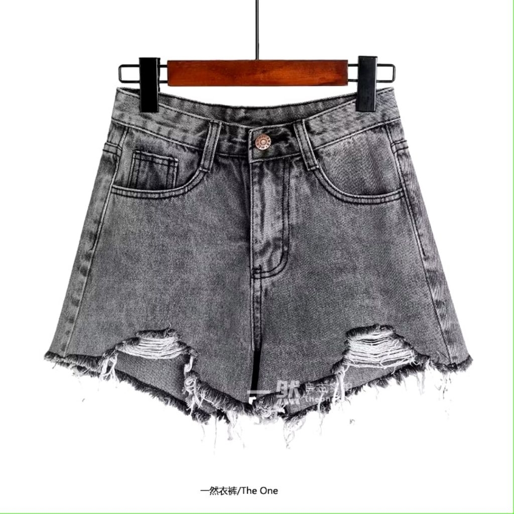 Fashion wanita Celana jeans pendek wanita ootd korean style hot pants jeans sobek wanita shorts pant