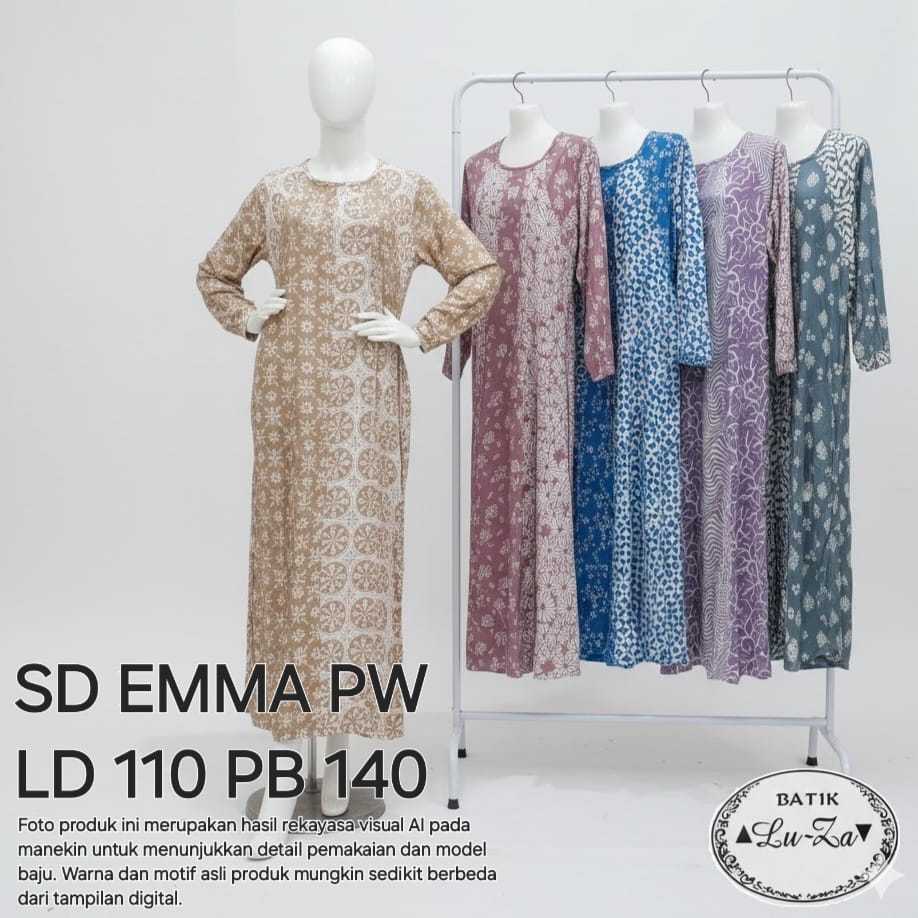 EMMA PW LUZA asli ori pekalongan gamis batik bahan daster adem pondok putri tangan panjang motif ter