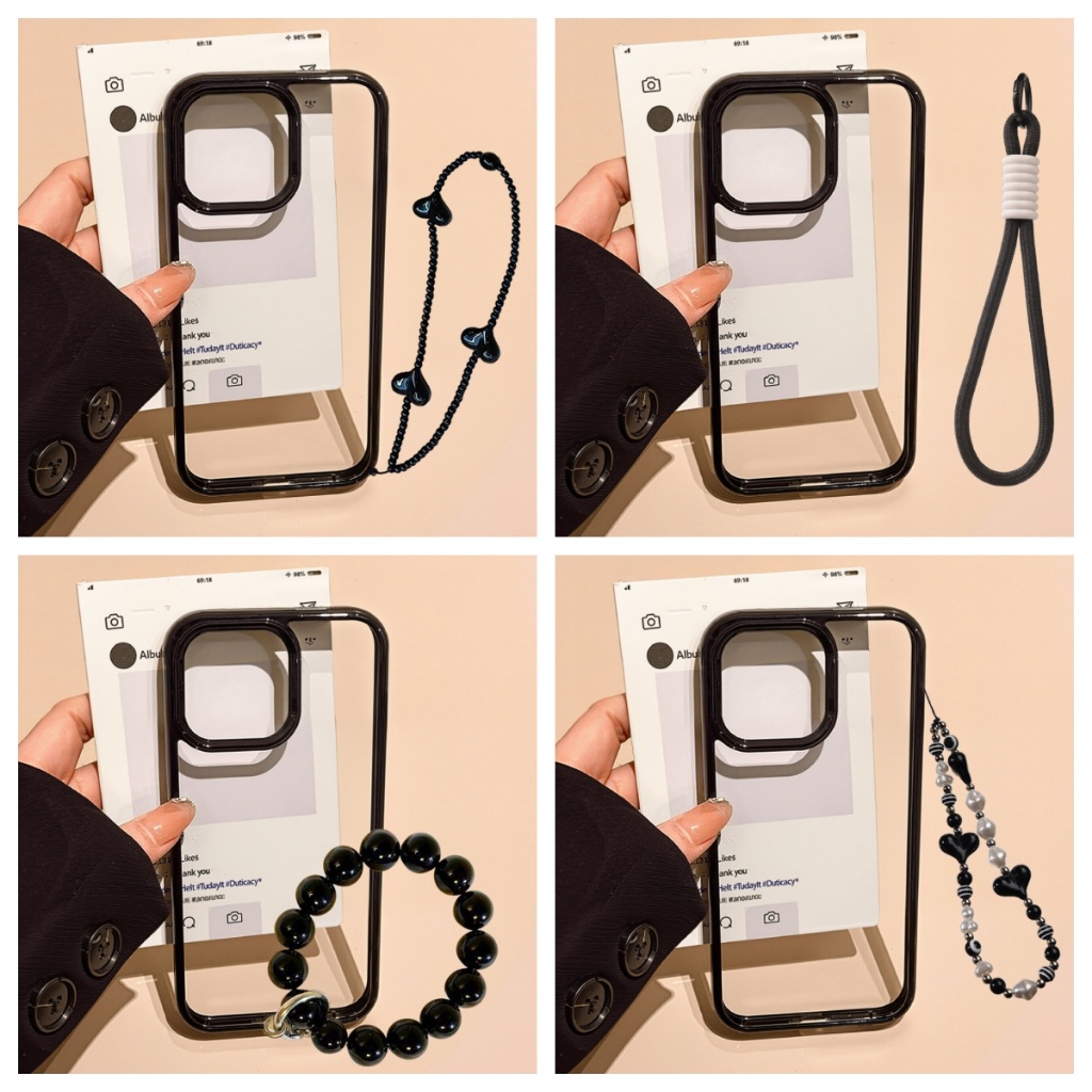 Tali HP Lanyard Acrylic Hard Clear Case Untuk IPhone 11 12 13 14 15 16 Pro Max IPhone 13 Covers Shoc