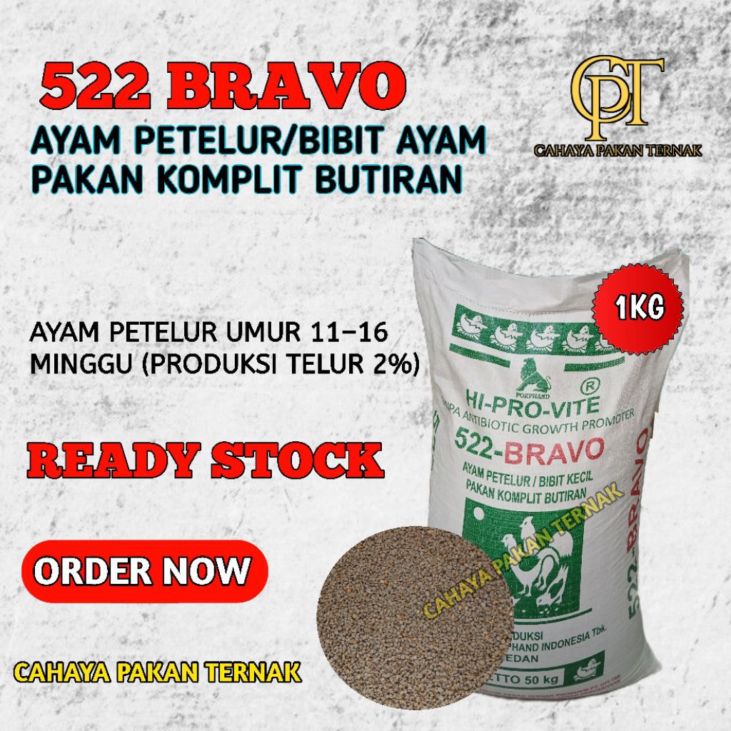 PAKAN AYAM PETELUR BRAVO 522 - REPACK 1KG